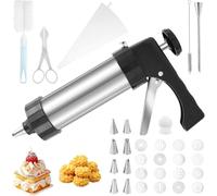 TNTGMG Presse à Biscuits, kit de Presse-Biscuits en Acier Inoxydable avec 8 Douilles, 16 disques moulés, Ciseaux, 2 pinceaux à Huile et Poche à Douille, Machine à Churro de capacité pour Fabrication