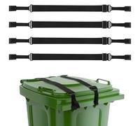 TNTGMG Serrure de Poubelle, 4 pièces, Multi-usages, Sangle réglable de 76 à 152 cm, Noir avec Double Griffe en métal, serrures pour poubelles de ratons laveurs et Ours