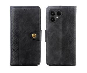 Tnviud Cuir Housse Téléphone Case pour Fairphone 6 5G 6.31 inch Premium Étui Cas Couverture Protecteur Cover Portefeuille Support à Rabat (Noir)