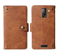 Tnviud Cuir Housse Téléphone Case pour Maxcom MM735 2.4" Coque Étui Cas Couverture Protecteur Cover Portefeuille Antichoc Cover Case (Brun)