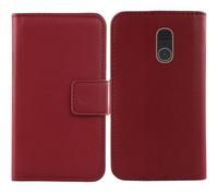 Tnviud Flip Folio Cuir Housse Coque Etui Cas pour MyPhone 6410 LTE 2.4" Premium Cover Case Couverture Protecteur Genuine Leather (Rouge foncé)