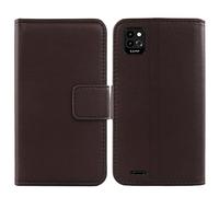 Tnviud Flip Folio Veritable Cuir Housse Coque Etui Cas pour Energizer Ultimate U506s 5" Premium Cover Case Couverture Protecteur Portefeuille Genuine Leather Book Wallet (Marron foncé)