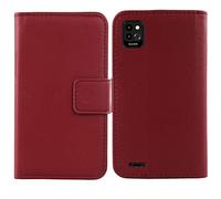Tnviud Flip Folio Veritable Cuir Housse Coque Etui Cas pour Energizer Ultimate U506s 5" Premium Cover Case Couverture Protecteur Portefeuille Genuine Leather Book Wallet (Rouge foncé)