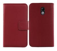 Tnviud Flip Folio Veritable Cuir Housse Coque Etui Cas pour SPC Fortune 2 4G 1.77" Premium Cover Case Couverture Protecteur Portefeuille Genuine Leather Book Wallet (Rouge foncé)