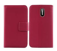 Tnviud Flip Folio Veritable Cuir Housse Coque Etui pour Brondi Amico Home Nero 1.77" Premium Cover Case Couverture Protecteur Genuine Leather (Rose)