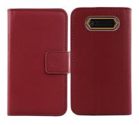 Tnviud Flip Folio Veritable Cuir Housse Coque Etui pour BRONDI Iron X 2.4" Premium Cover Case Couverture Protecteur Genuine Leather (Rouge foncé)