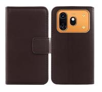 Tnviud Flip Folio Veritable Cuir Housse Coque Etui pour Coolpad Cool 80 6.7" Premium Cover Case Couverture Protecteur Genuine Leather (Marron foncé)