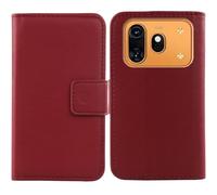 Tnviud Flip Folio Veritable Cuir Housse Coque Etui pour Coolpad Cool 80 6.7" Premium Cover Case Couverture Protecteur Genuine Leather (Rouge foncé)