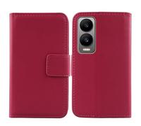 Tnviud Flip Folio Veritable Cuir Housse Coque Etui pour Cricket Debut S3 6.6" Premium Cover Case Couverture Protecteur Genuine Leather (Rose)