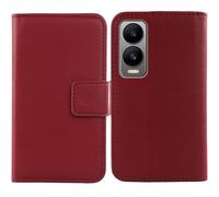 Tnviud Flip Folio Veritable Cuir Housse Coque Etui pour Cricket Debut S3 6.6" Premium Cover Case Couverture Protecteur Genuine Leather (Rouge foncé)