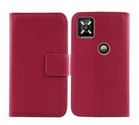 Tnviud Flip Folio Veritable Cuir Housse Coque Etui pour Crosscall Core M6 5.99" Premium Cover Case Couverture Protecteur Genuine Leather (Rose)