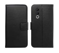 Tnviud Flip Folio Veritable Cuir Housse Coque Etui pour Doogee Blade 20 / Blade 20 Turbo 6.6" Premium Cover Case Couverture Protecteur Genuine Leather (Noir)