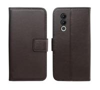 Tnviud Flip Folio Veritable Cuir Housse Coque Etui pour Doogee Blade 20 / Blade 20 Turbo 6.6" Premium Cover Case Couverture Protecteur Genuine Leather (Marron foncé)