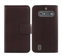 Tnviud Flip Folio Veritable Cuir Housse Coque Etui pour Doro Leva L10 / Doro Leva L11 / Doro Leva 11s 2.4" Premium Cover Case Couverture Protecteur Genuine Leather (Marron foncé)