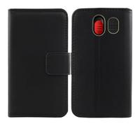 Tnviud Flip Folio Veritable Cuir Housse Coque Etui pour Easyfone Star 1.77" Premium Cover Case Couverture Protecteur Genuine Leather (Noir)