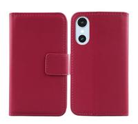 Tnviud Flip Folio Veritable Cuir Housse Coque Etui pour FCNT Arrows We3 6.14" Premium Cover Case Couverture Protecteur Genuine Leather (Rose)