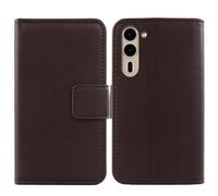 Tnviud Flip Folio Veritable Cuir Housse Coque Etui pour Fujitsu Arrows We2 Plus F-51E 6.6" Premium Cover Case Couverture Protecteur Genuine Leather (Marron foncé)