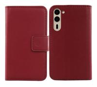 Tnviud Flip Folio Veritable Cuir Housse Coque Etui pour Fujitsu Arrows We2 Plus F-51E 6.6" Premium Cover Case Couverture Protecteur Genuine Leather (Rouge foncé)