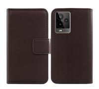 Tnviud Flip Folio Veritable Cuir Housse Coque Etui pour General Mobile GM 24 Pro 6.7" Premium Cover Case Couverture Protecteur Genuine Leather (Marron foncé)
