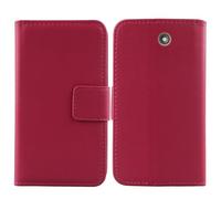 Tnviud Flip Folio Veritable Cuir Housse Coque Etui pour HMD 215 4G 2.8"/ Nokia 215 4G 2.8" Premium Cover Case Couverture Protecteur Genuine Leather (Rose)