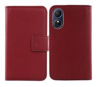 Tnviud Flip Folio Veritable Cuir Housse Coque Etui pour HMD Arc 2 6.52" Premium Cover Case Couverture Protecteur Genuine Leather (Rouge foncé)