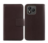 Tnviud Flip Folio Veritable Cuir Housse Coque Etui pour Invens Note TK01 6.52" Premium Cover Case Couverture Protecteur Genuine Leather (Marron foncé)