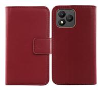 Tnviud Flip Folio Veritable Cuir Housse Coque Etui pour Invens Note TK01 6.52" Premium Cover Case Couverture Protecteur Genuine Leather (Rouge foncé)