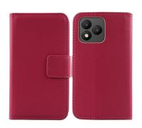 Tnviud Flip Folio Veritable Cuir Housse Coque Etui pour Invens Note TK01 6.52" Premium Cover Case Couverture Protecteur Genuine Leather (Rose)