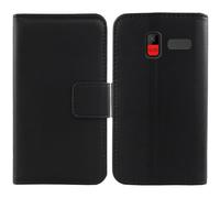 Tnviud Flip Folio Veritable Cuir Housse Coque Etui pour Konrow Senior 280 Next 4G 2.8" Premium Cover Case Couverture Protecteur Genuine Leather (Noir)