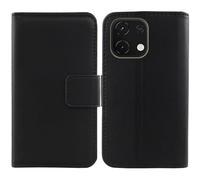 Tnviud Flip Folio Veritable Cuir Housse Coque Etui pour Logicom Cosmo M2 Pro 6.75" Premium Cover Case Couverture Protecteur Genuine Leather (Noir)