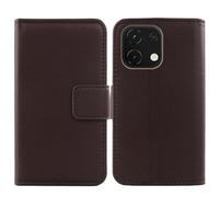 Tnviud Flip Folio Veritable Cuir Housse Coque Etui pour Logicom Cosmo M2 Pro 6.75" Premium Cover Case Couverture Protecteur Genuine Leather (Marron foncé)