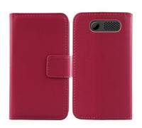 Tnviud Flip Folio Veritable Cuir Housse Coque Etui pour Logicom Kay 244 2.44" Premium Cover Case Couverture Protecteur Genuine Leather (Rose)