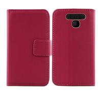 Tnviud Flip Folio Veritable Cuir Housse Coque Etui pour Logicom Le Posh 405 1.77" Premium Cover Case Couverture Protecteur Genuine Leather (Rose)