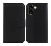 Tnviud Flip Folio Veritable Cuir Housse Coque Etui pour Logicom Orion E1 6.75" Premium Cover Case Couverture Protecteur Genuine Leather (Noir)