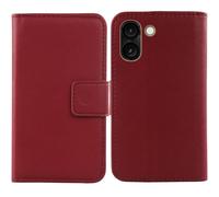 Tnviud Flip Folio Veritable Cuir Housse Coque Etui pour Logicom Orion E1 Plus 6.75" Premium Cover Case Couverture Protecteur Genuine Leather (Rouge foncé)