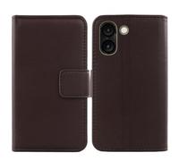 Tnviud Flip Folio Veritable Cuir Housse Coque Etui pour Logicom Orion E1 Plus 6.75" Premium Cover Case Couverture Protecteur Genuine Leather (Marron foncé)