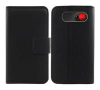 Tnviud Flip Folio Veritable Cuir Housse Coque Etui pour Logicom Posh S85 2.51" Premium Cover Case Couverture Protecteur Genuine Leather (Noir)