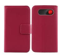 Tnviud Flip Folio Veritable Cuir Housse Coque Etui pour Logicom Posh S85 2.51" Premium Cover Case Couverture Protecteur Genuine Leather (Rose)