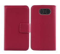 Tnviud Flip Folio Veritable Cuir Housse Coque Etui pour Maxcom Comfort MM428BB 1.8" Premium Cover Case Couverture Protecteur Genuine Leather (Rose)