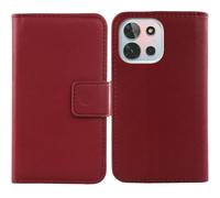 Tnviud Flip Folio Veritable Cuir Housse Coque Etui pour Novey Force F15 6.56" Premium Cover Case Couverture Protecteur Genuine Leather (Rouge foncé)