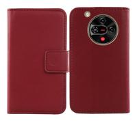 Tnviud Flip Folio Veritable Cuir Housse Coque Etui pour Nubia Focus 2 5G 6.7" Premium Cover Case Couverture Protecteur Genuine Leather (Rouge foncé)