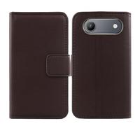 Tnviud Flip Folio Veritable Cuir Housse Coque Etui pour Oscal Flat 3C 6.56" Premium Cover Case Couverture Protecteur Genuine Leather (Marron foncé)