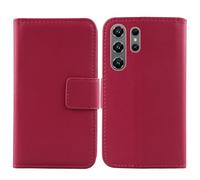 Tnviud Flip Folio Veritable Cuir Housse Coque Etui pour Oukitel C1 Plus 6.52" Premium Cover Case Couverture Protecteur Genuine Leather (Rose)