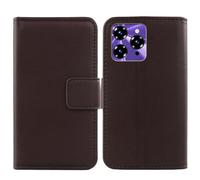 Tnviud Flip Folio Veritable Cuir Housse Coque Etui pour Oukitel C6 2025 6.8" Premium Cover Case Couverture Protecteur Genuine Leather (Marron foncé)