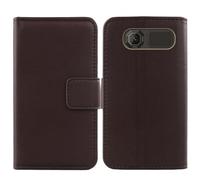 Tnviud Flip Folio Veritable Cuir Housse Coque Etui pour SAIET Energy 4G 2.8" Premium Cover Case Couverture Protecteur Genuine Leather (Marron foncé)