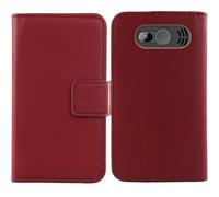 Tnviud Flip Folio Veritable Cuir Housse Coque Etui pour SPC Fortune 2 Max 2.4" Premium Cover Case Couverture Protecteur Genuine Leather (Rouge foncé)