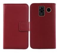 Tnviud Flip Folio Veritable Cuir Housse Coque Etui pour SPC Talk 2 / Talk 2 GO 1.77" Premium Cover Case Couverture Protecteur Genuine Leather (Rouge foncé)