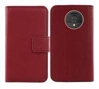 Tnviud Flip Folio Veritable Cuir Housse Coque Etui pour SPC Wild Cool 4G 2.4" Premium Cover Case Couverture Protecteur Genuine Leather (Rouge foncé)