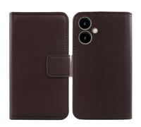 Tnviud Flip Folio Veritable Cuir Housse Coque Etui pour SPC WUUM One 5" Premium Cover Case Couverture Protecteur Genuine Leather (Marron foncé)