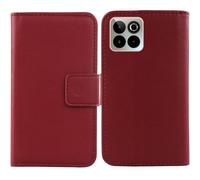 Tnviud Flip Folio Veritable Cuir Housse Coque Etui pour SPC Zeus 2 Elite 6.7" Premium Cover Case Couverture Protecteur Genuine Leather (Rouge foncé)